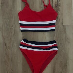 Beach Riot Red Striped Bikini Set